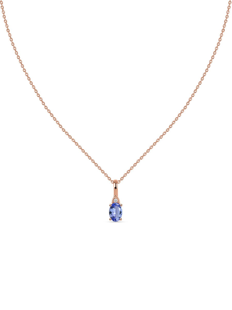 Natural Tanzanite Gold Pendant With Chain