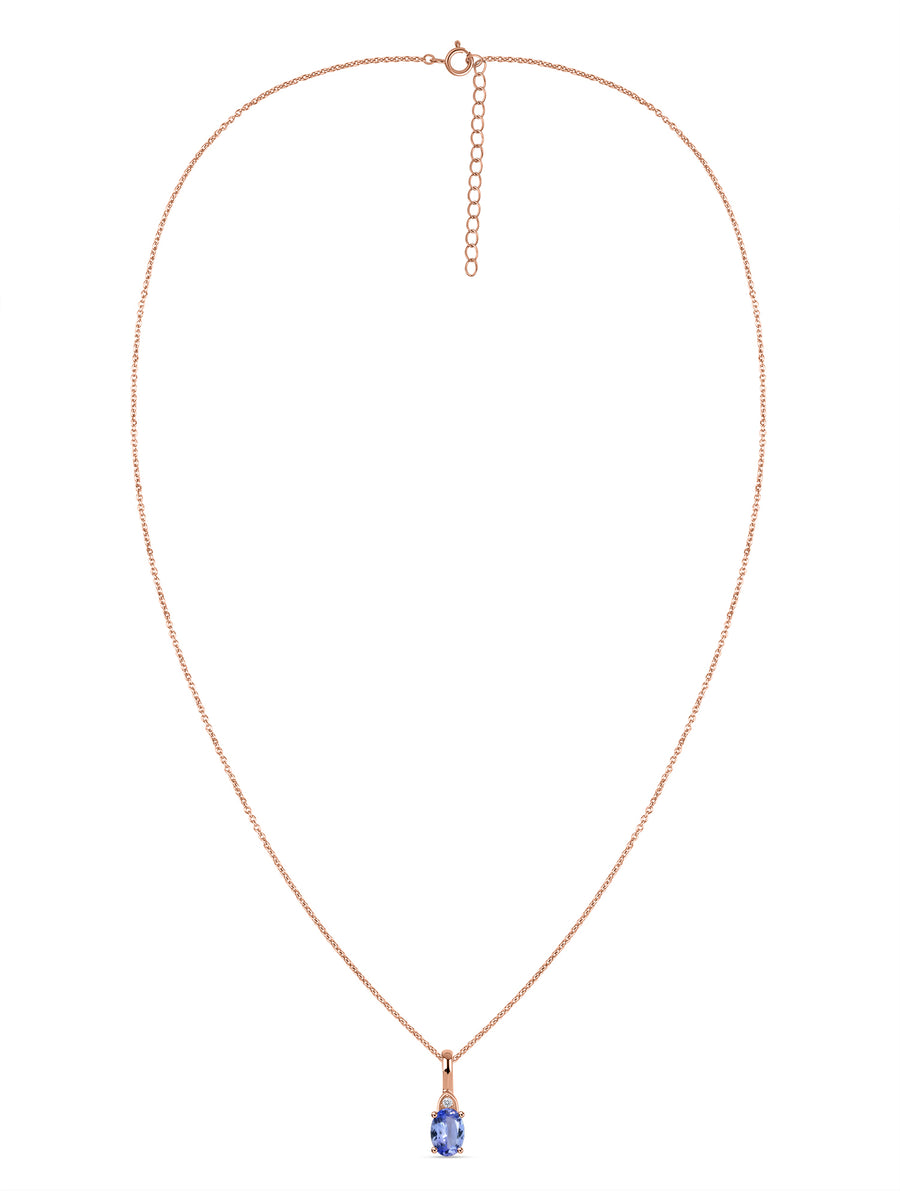 Natural Tanzanite Gold Pendant With Chain