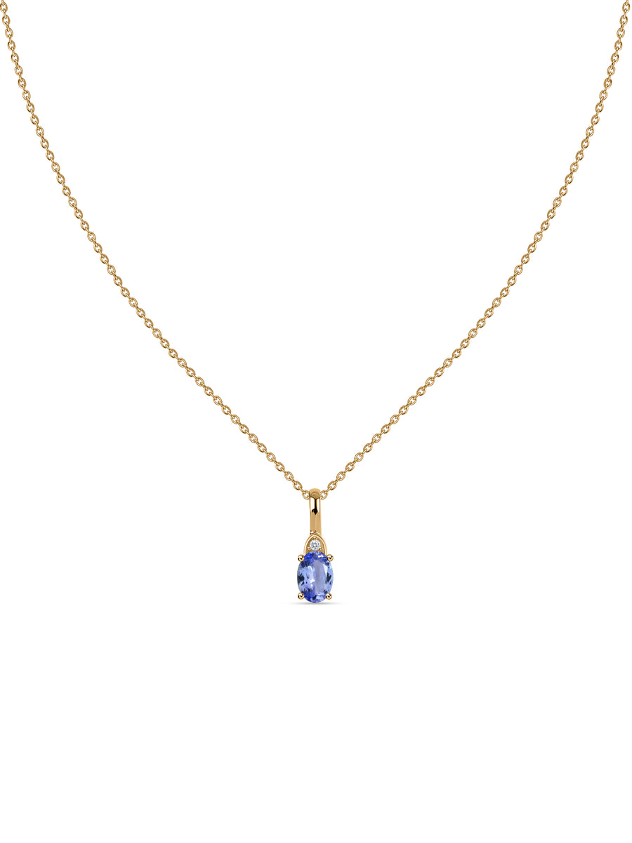 Natural Tanzanite Gold Pendant With Chain