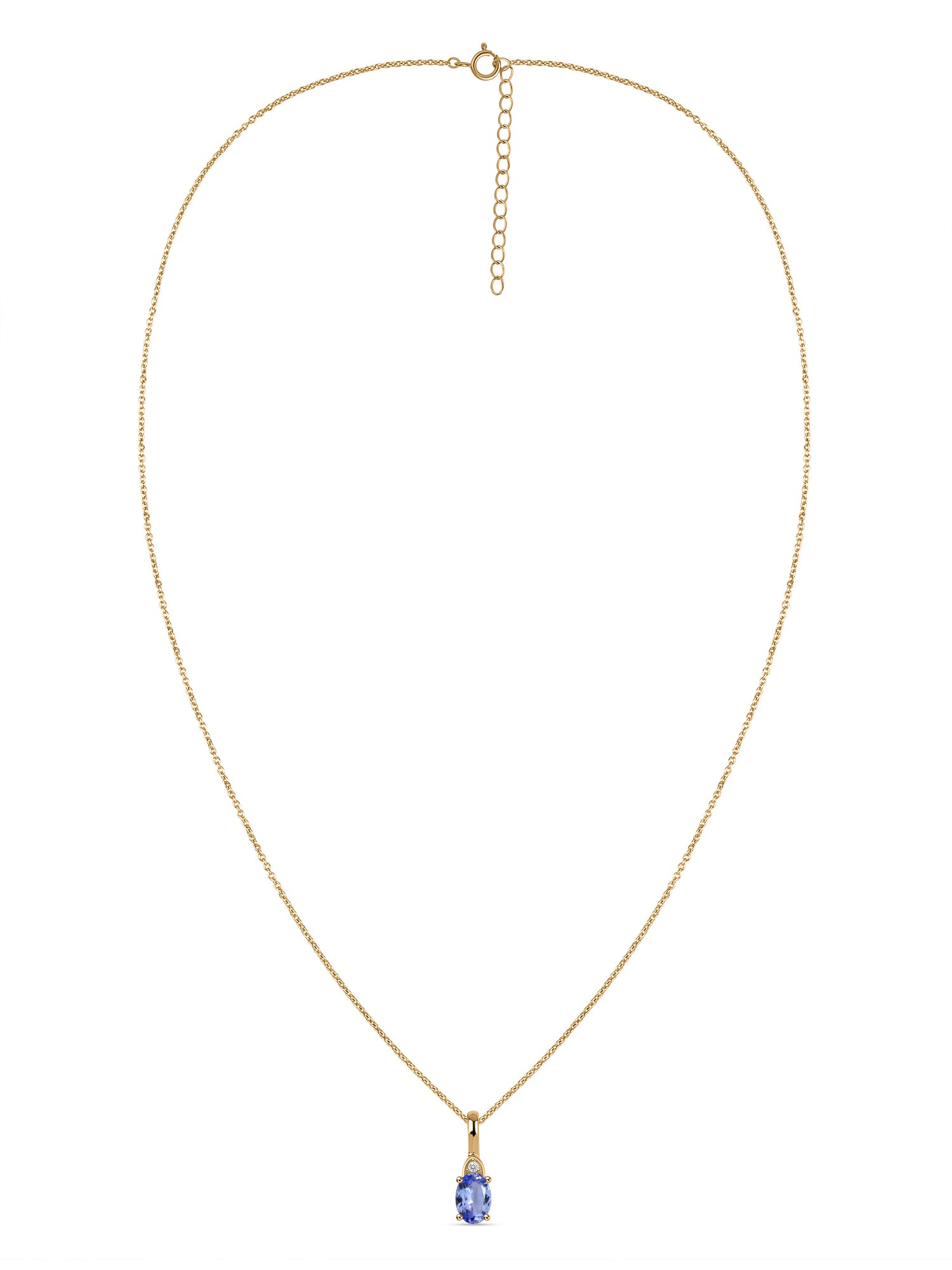 Natural Tanzanite Gold Pendant With Chain