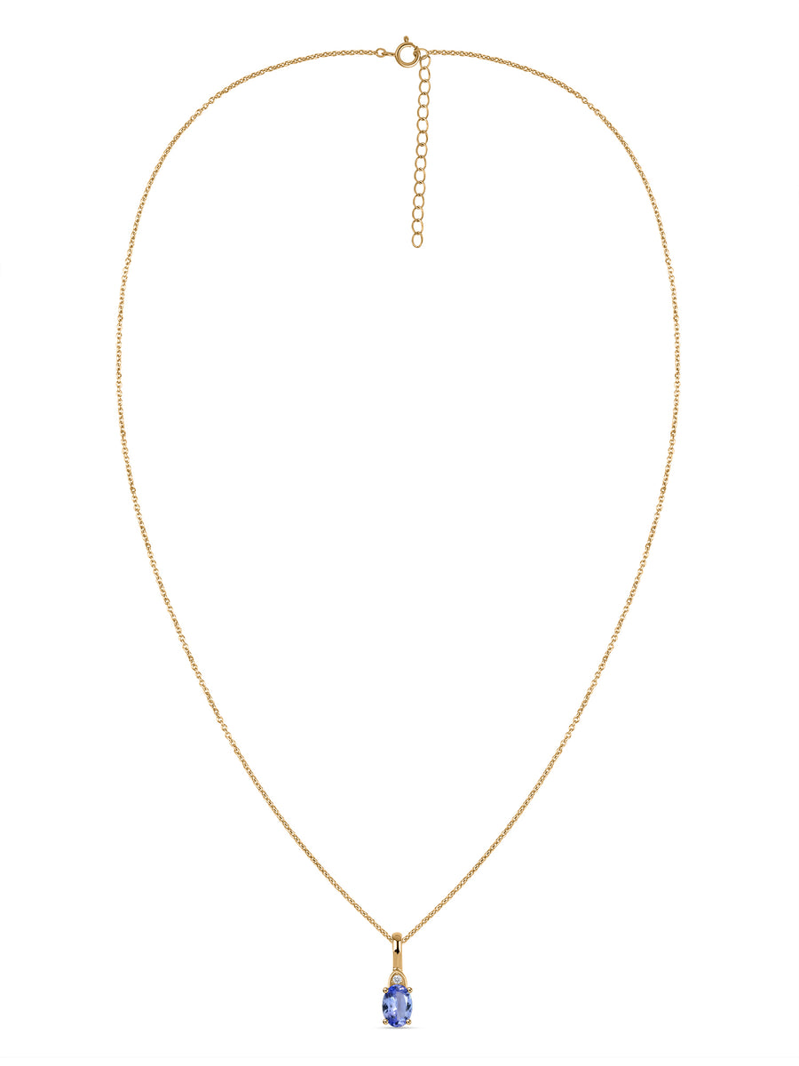 Natural Tanzanite Gold Pendant With Chain