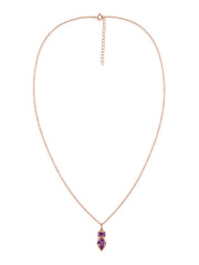 Natural Amethyst Dual Gemstone Gold Pendant with Chain