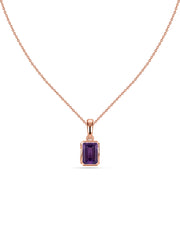Natural Amethyst Octagon Gold Pendant with Chain