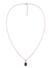 Natural Amethyst Octagon Gold Pendant with Chain