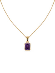 Natural Amethyst Octagon Gold Pendant with Chain