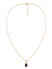 Natural Amethyst Octagon Gold Pendant with Chain