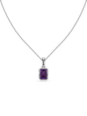 Natural Amethyst Octagon Gold Pendant with Chain