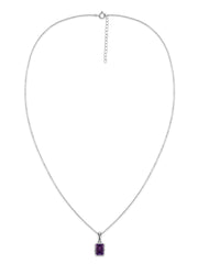 Natural Amethyst Octagon Gold Pendant with Chain