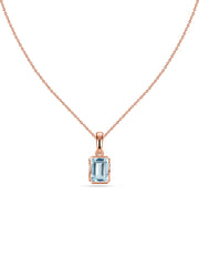 Natural Aquamarine Octagon Gold Pendant with Chain