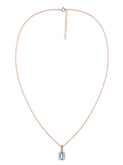 Natural Aquamarine Octagon Gold Pendant with Chain