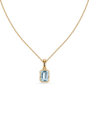 Natural Aquamarine Octagon Gold Pendant with Chain