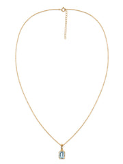 Natural Aquamarine Octagon Gold Pendant with Chain