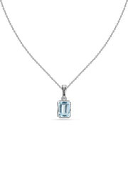 Natural Aquamarine Octagon Gold Pendant with Chain