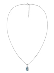 Natural Aquamarine Octagon Gold Pendant with Chain