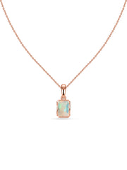Natural Ethiopian Opal Octagon Gold Pendant with Chain