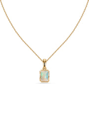 Natural Ethiopian Opal Octagon Gold Pendant with Chain