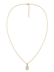 Natural Ethiopian Opal Octagon Gold Pendant with Chain