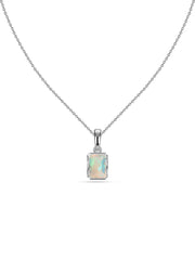 Natural Ethiopian Opal Octagon Gold Pendant with Chain