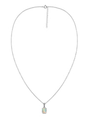 Natural Ethiopian Opal Octagon Gold Pendant with Chain