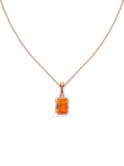 Natural Fire Opal Octagon Gold Pendant with Chain