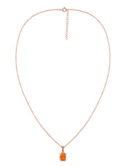 Natural Fire Opal Octagon Gold Pendant with Chain