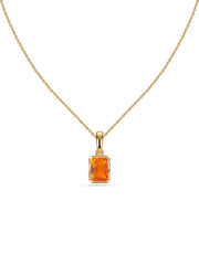 Natural Fire Opal Octagon Gold Pendant with Chain