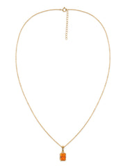 Natural Fire Opal Octagon Gold Pendant with Chain