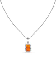 Natural Fire Opal Octagon Gold Pendant with Chain