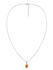 Natural Fire Opal Octagon Gold Pendant with Chain