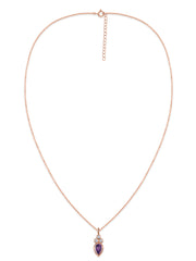 Natural Amethyst Teardrop Gold Pendant with Chain
