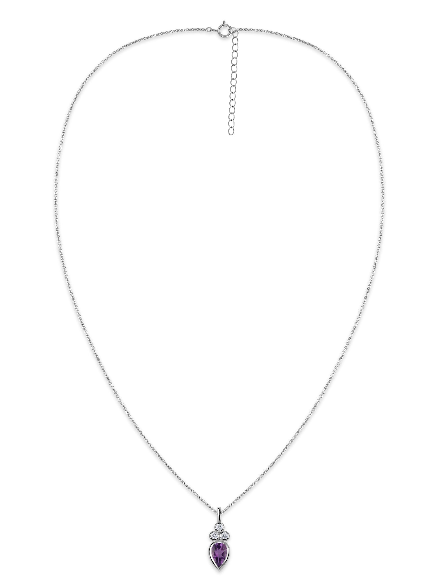 Natural Amethyst Teardrop Gold Pendant with Chain