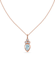 Natural Aquamarine Teardrop Gold Pendant with Chain