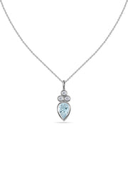 Natural Aquamarine Teardrop Gold Pendant with Chain