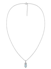 Natural Aquamarine Teardrop Gold Pendant with Chain