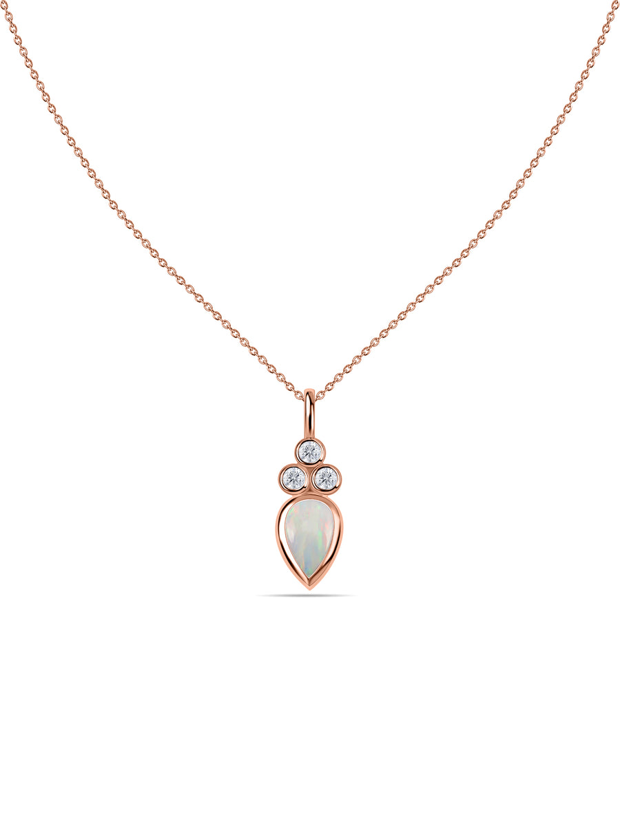 Natural Ethiopian Opal Teardrop Gold Pendant with Chain