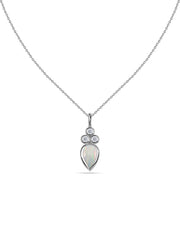 Natural Ethiopian Opal Teardrop Gold Pendant with Chain