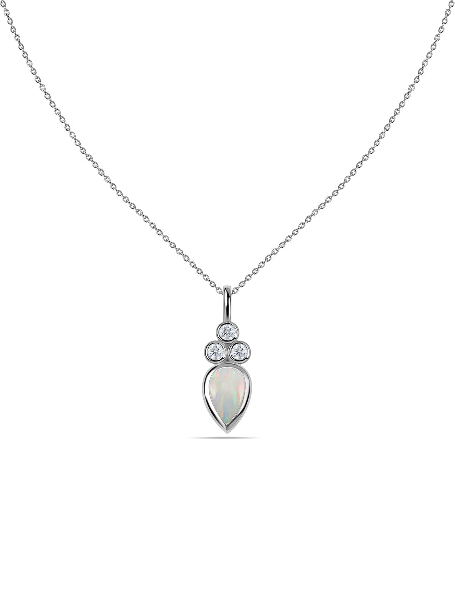 Natural Ethiopian Opal Teardrop Gold Pendant with Chain