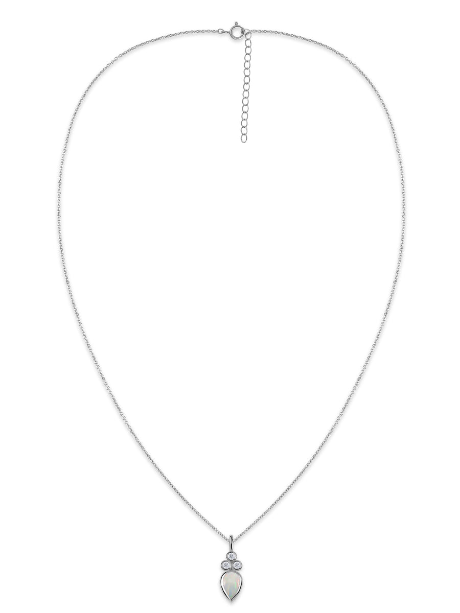 Natural Ethiopian Opal Teardrop Gold Pendant with Chain