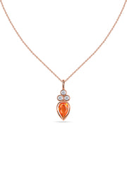 Natural Fire Opal Teardrop Gold Pendant with Chain