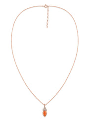 Natural Fire Opal Teardrop Gold Pendant with Chain