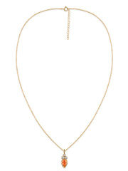 Natural Fire Opal Teardrop Gold Pendant with Chain