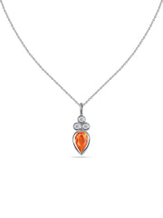 Natural Fire Opal Teardrop Gold Pendant with Chain