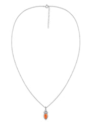 Natural Fire Opal Teardrop Gold Pendant with Chain