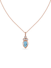 Natural Blue Topaz Teardrop Gold Pendant with Chain