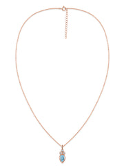 Natural Blue Topaz Teardrop Gold Pendant with Chain