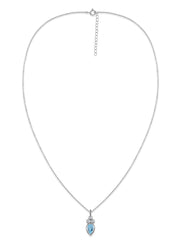 Natural Blue Topaz Teardrop Gold Pendant with Chain