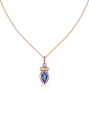 Natural Tanzanite Teardrop Gold Pendant with Chain