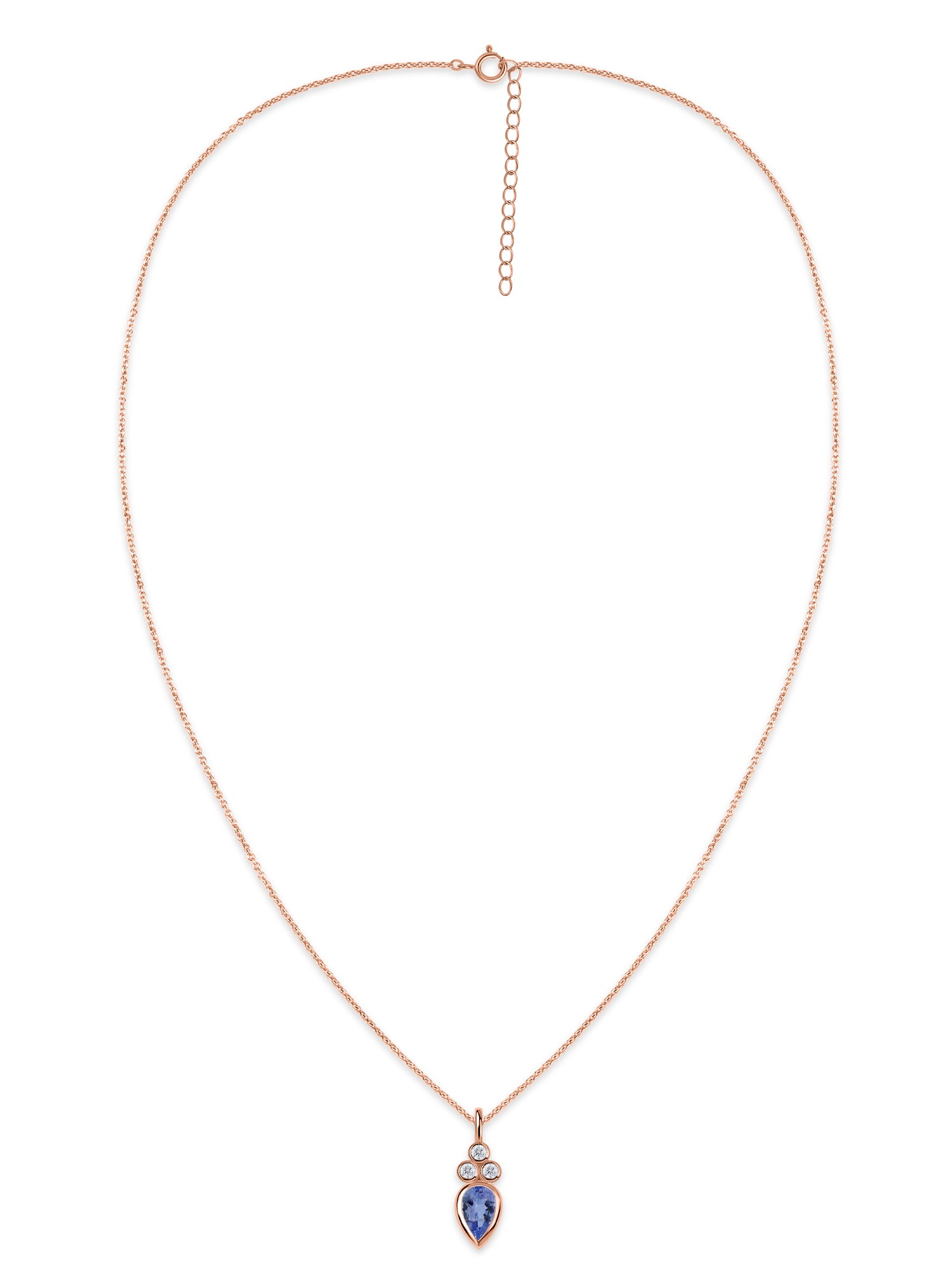 Natural Tanzanite Teardrop Gold Pendant with Chain