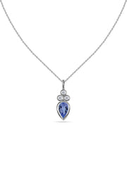 Natural Tanzanite Teardrop Gold Pendant with Chain