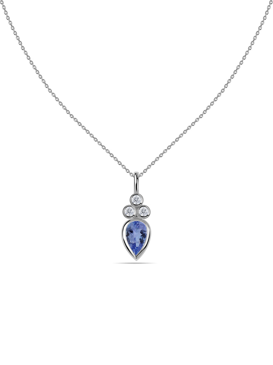 Natural Tanzanite Teardrop Gold Pendant with Chain